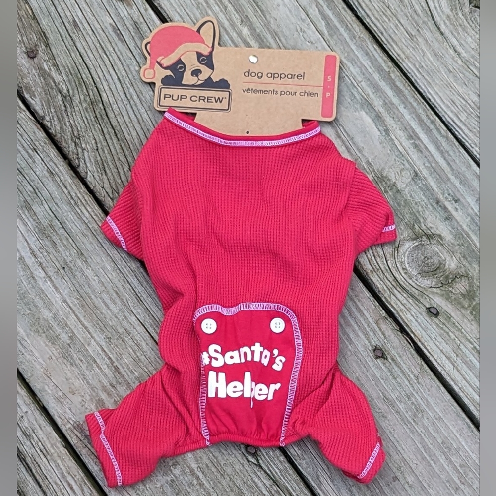 DOG PAJAMAS, SANTA'S HELPER. SIZE SMALL